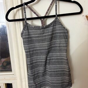 Lululemon Athletica Black and White Striped Tank Top